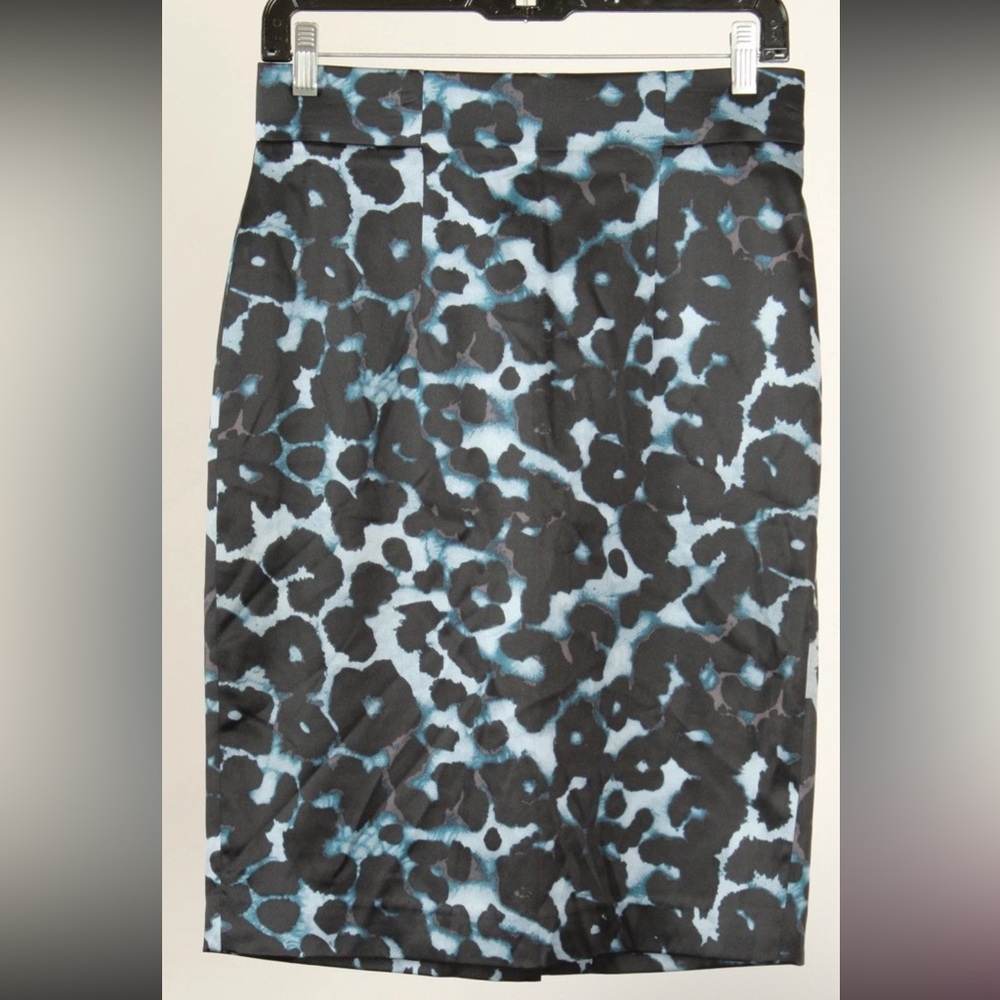 Ann Taylor Skirt Women’s 2 Blue Black Pencil Silk Stretch Lined